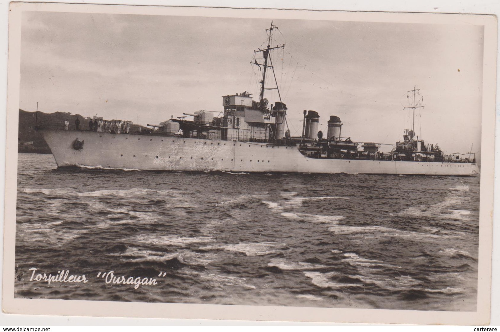 Carte Photo,eau De Toulon,navirre De Guerre,torpilleur ,le Trés Célèbre Ouragan,mer Agitée,et Au Combat - Guerra