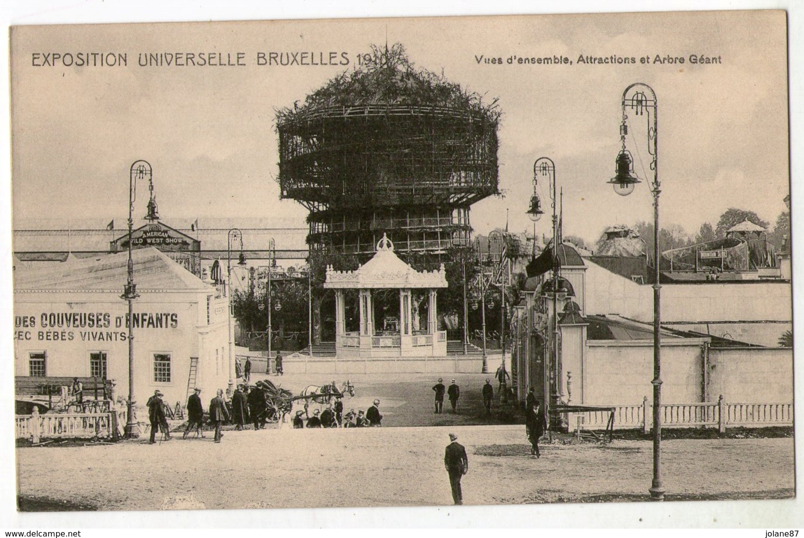 CPA   EXPOSITION UNIVERSELLE BRUXELLES 1910   ATTRACTIONS ET ARBRE GEANT  COUVEUSES D ENFANTS - Ausstellungen