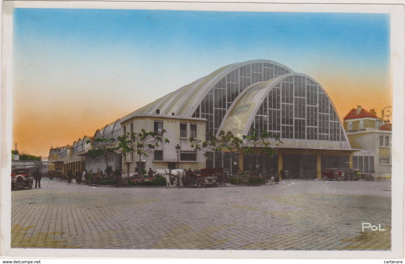 Cpa,1937,reims,les Halles,,attelage Cheval,marne,vue Sur Les Habitants De L 'époque,rare - Reims