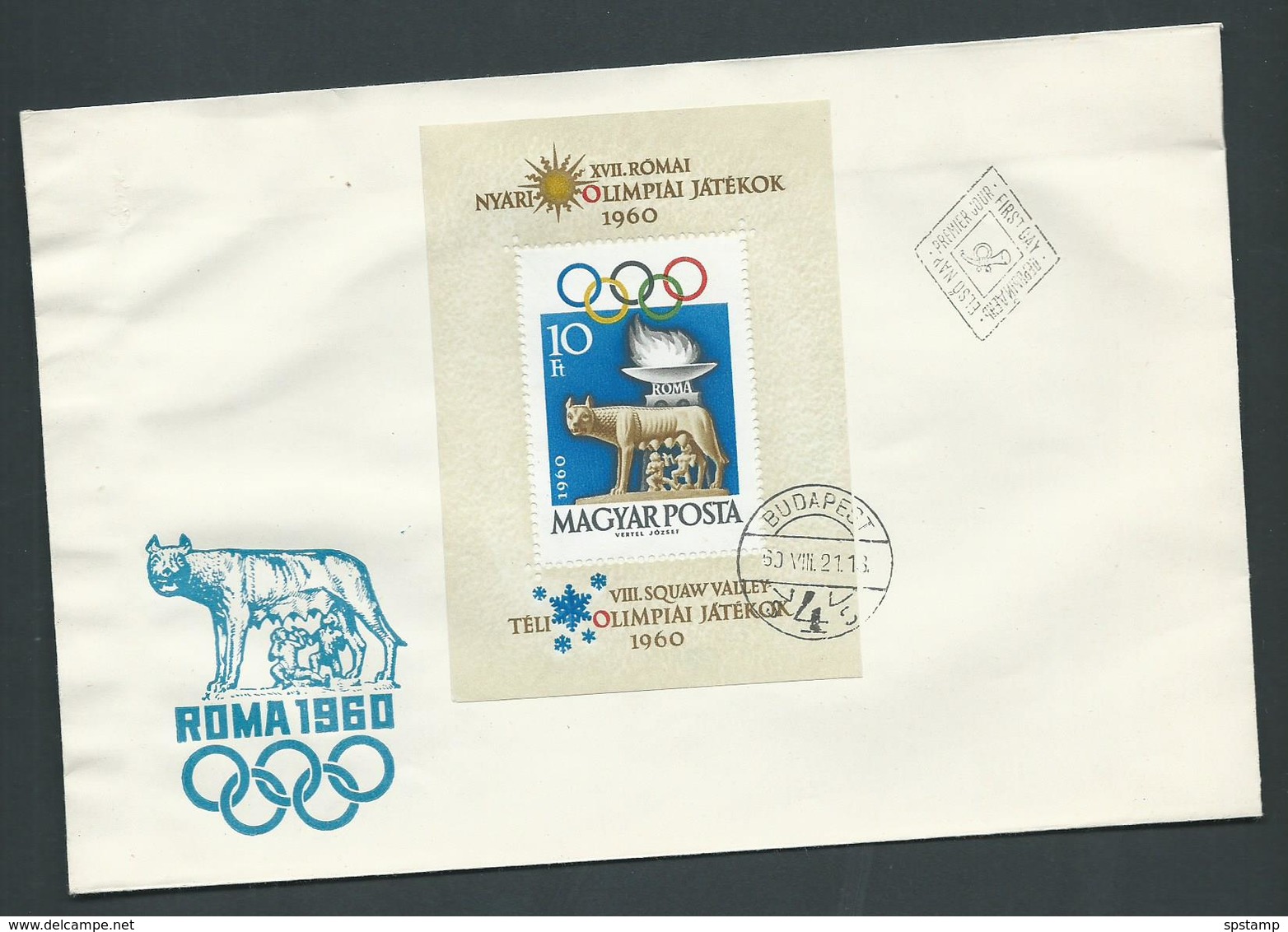 Hungary 1960 Summer & Winter Olympics Miniature Sheet On FDC Fine Unaddressed - Covers & Documents