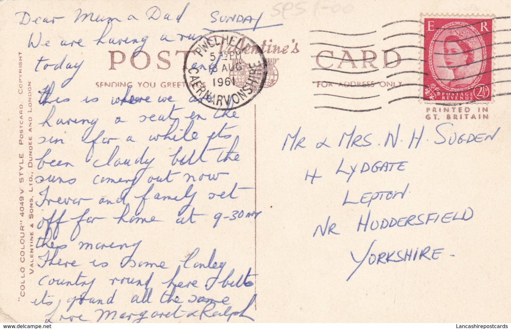 Postcard Aberdaron PU 1961 To Sugden In Lepton Nr Huddersfield My Ref  B12028 - Caernarvonshire