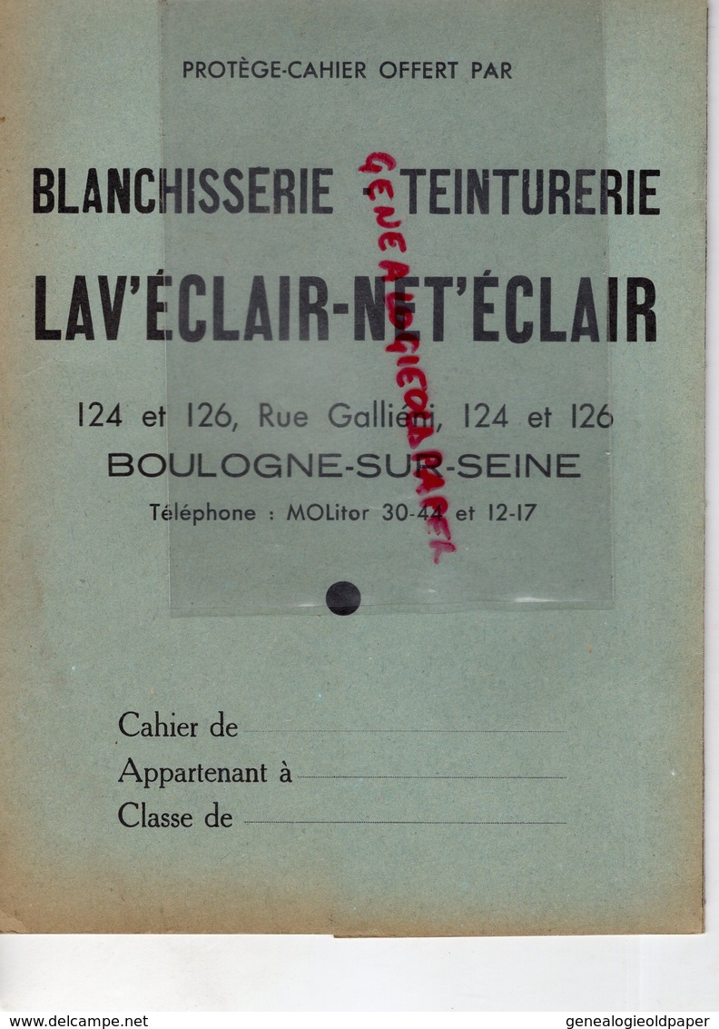 92- BOULOGNE SUR SEINE- PROTEGE CAHIER BLANCHISSERIE TEINTURERIE G. WARTNER- 124 RUE GALLIENI- - B