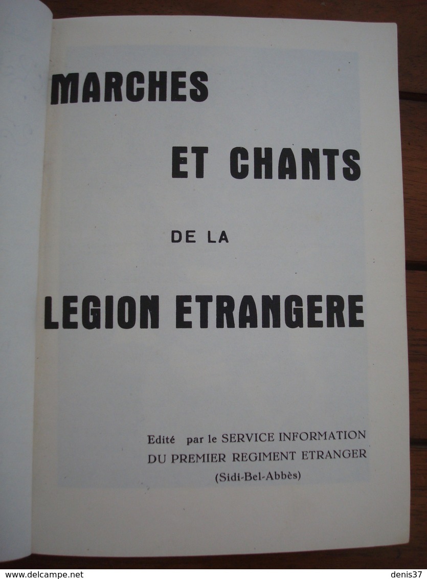 Livret Chants Légion Etrangère - AFN - Algérie. - Sonstige & Ohne Zuordnung