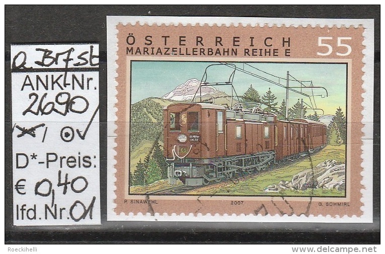 31.5.2007 - SM "Eisenbahnen-100 Jahre Mariazellerbahn" - O Gestempelt Auf Briefstücken - Siehe Scan (2690o 01-04 ABs) - Gebraucht