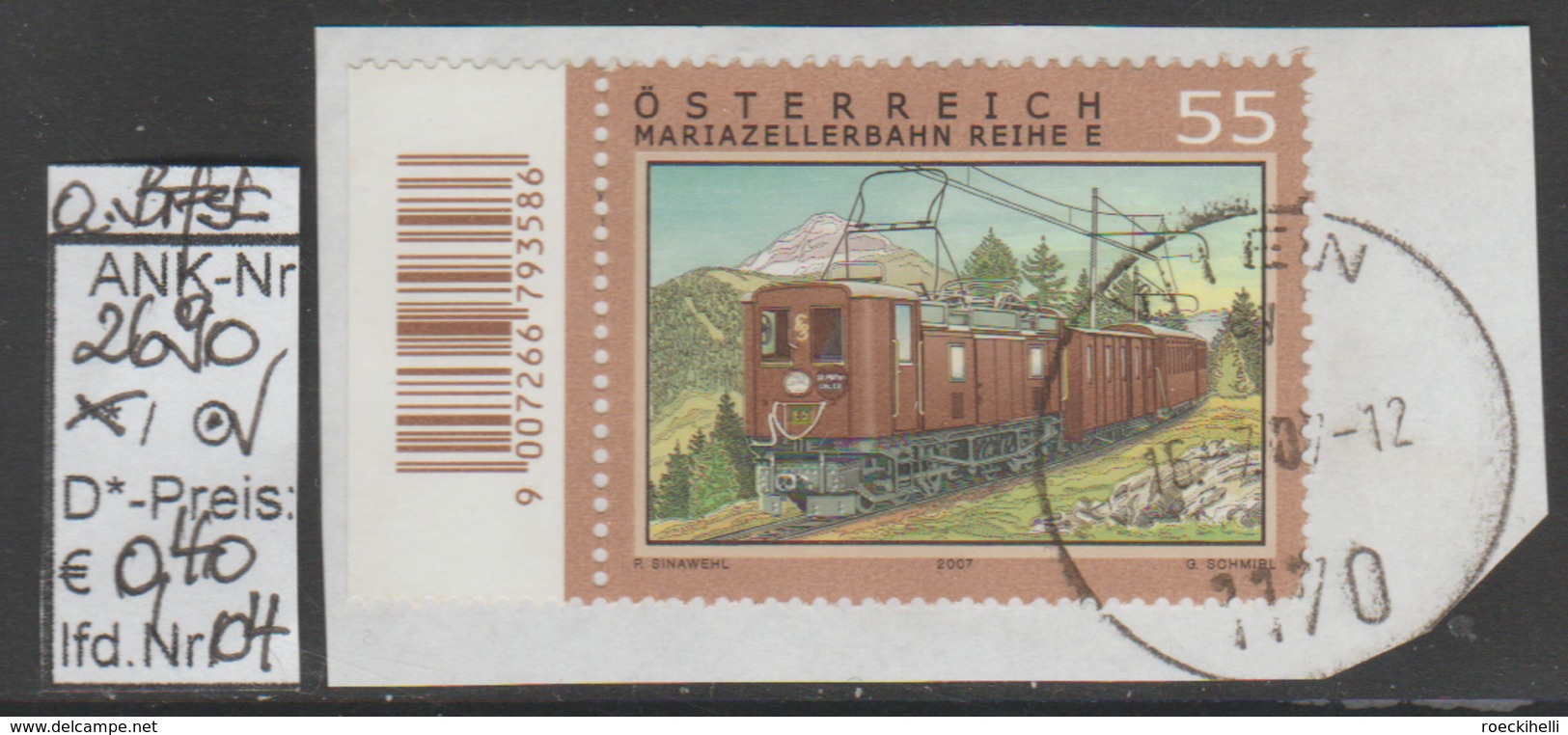 31.5.2007 - SM "Eisenbahnen-100 Jahre Mariazellerbahn" - O Gestempelt Auf Briefstücken - Siehe Scan (2690o 01-04 ABs) - Gebraucht