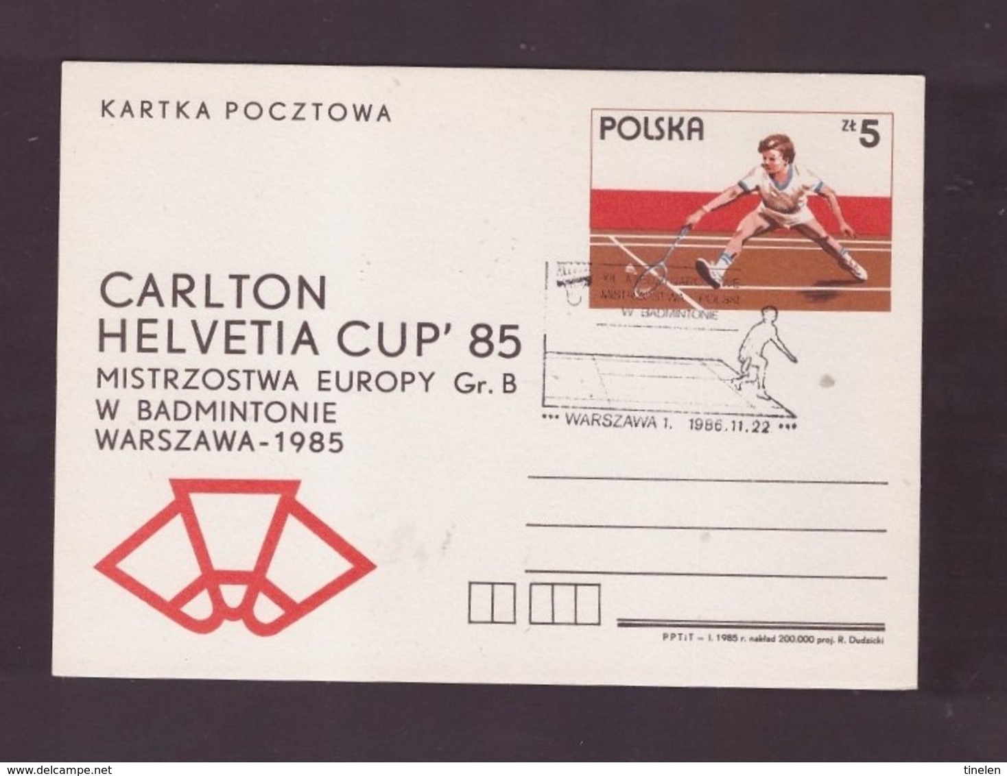 POLONIA  - 26 1 1985 CARLTON ELVETIA CUP'85 - Badminton