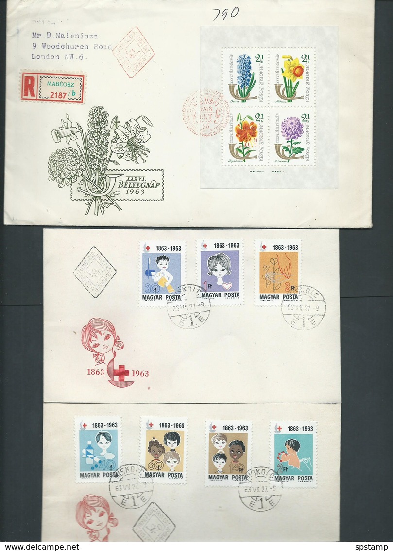 Hungary 1962 - 1963 FDC Collection Of 9 , 8 Clean Unaddressed, 1 Clean Registered To UK - Covers & Documents