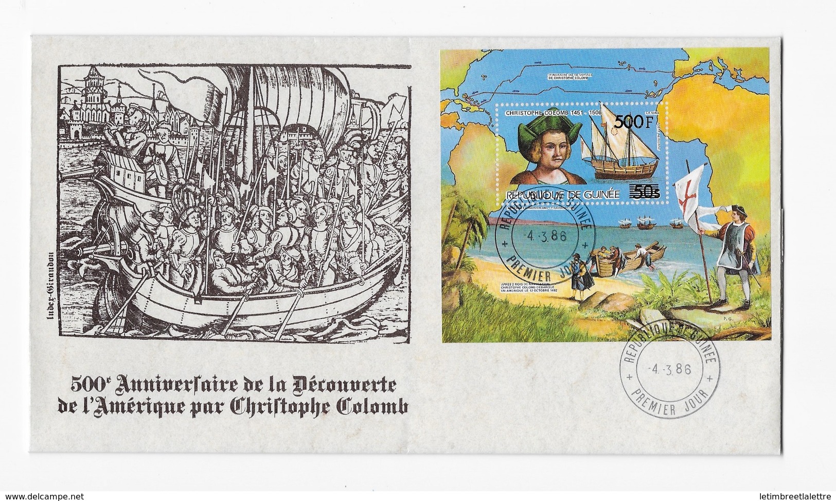 Guinée 500° Anniversaire De La Découverte De L'Amérique Par Christophe Colomb - Christoph Kolumbus