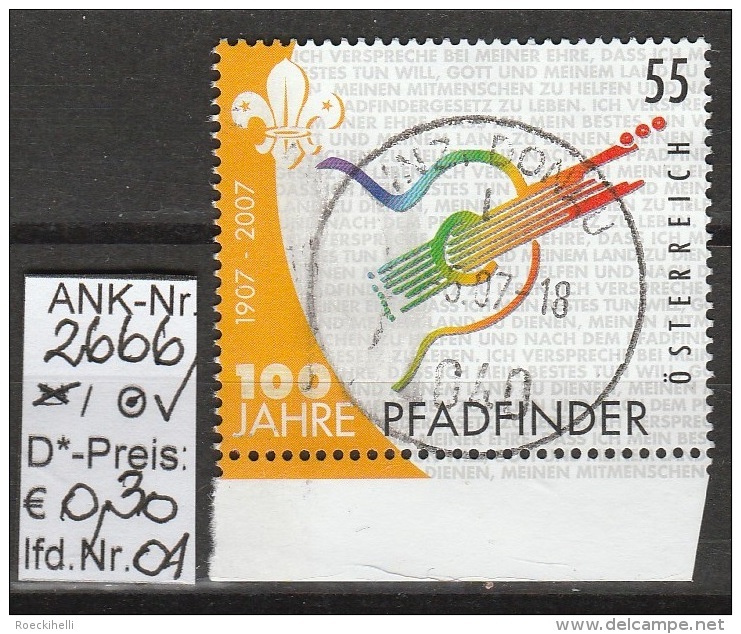 22.2.2007 - Aus Block-Nr. 39 "100 Jahre Pfadfinderbewegung" - O Gestempelt  -  S. Scan (2666o 01,03-04) - Gebraucht