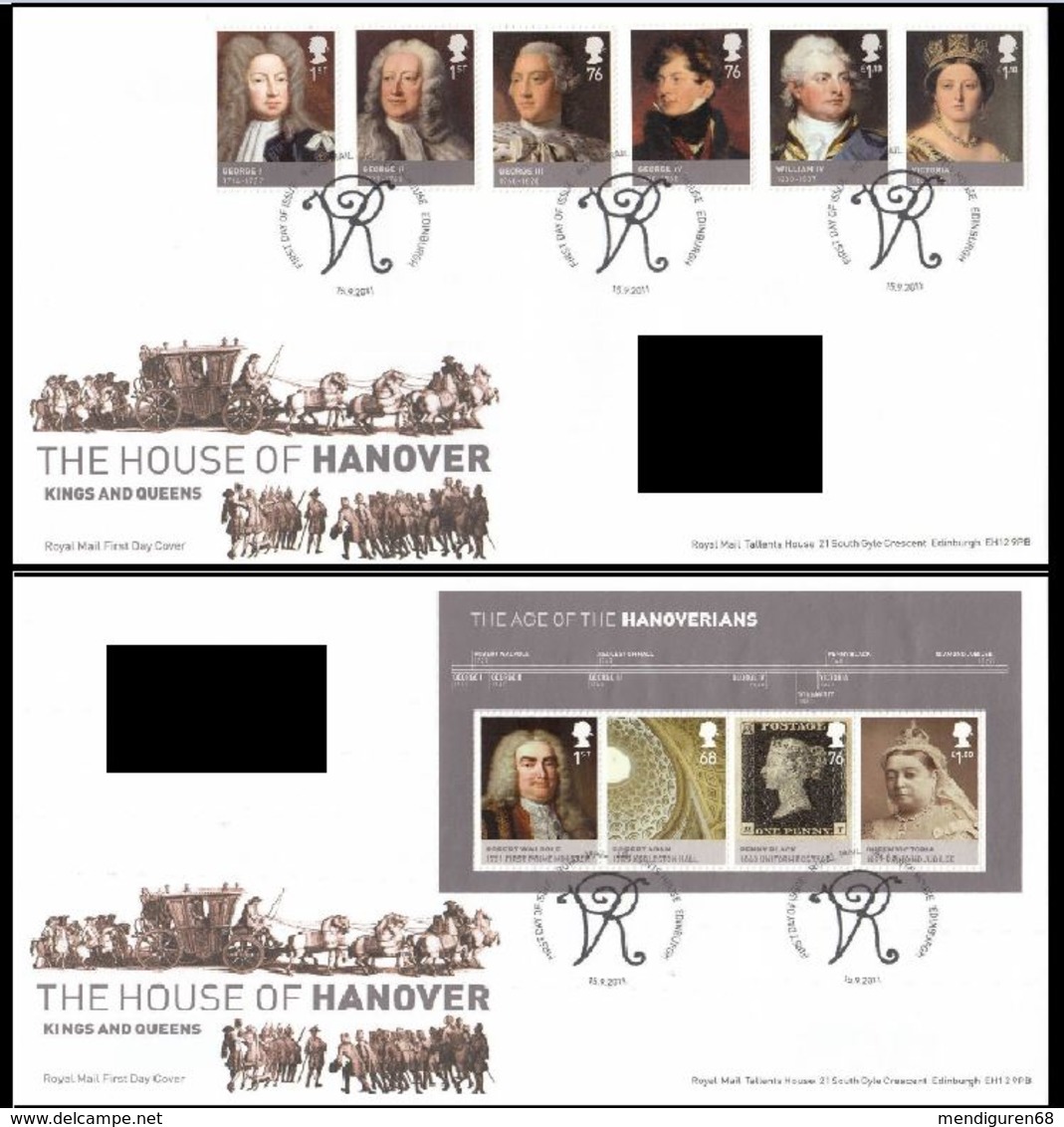 GROSSBRITANNIEN GRANDE BRETAGNE GB 2011 House Hanover Set 6v FDC SG 3223-28+MS3229 MI 3144-49+B69 YV 3536-41+F88 - 2011-2020 Em. Décimales