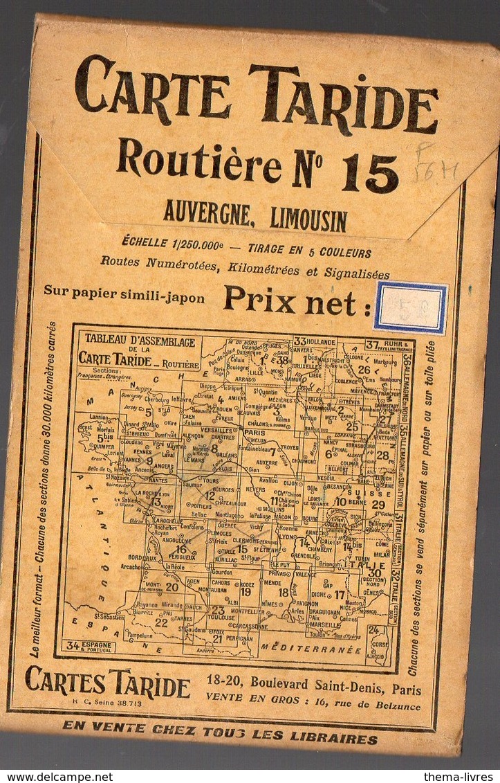 Auvergne Et Limousin : Carte Routière TARIDE N°15  (PPP26686) - Roadmaps