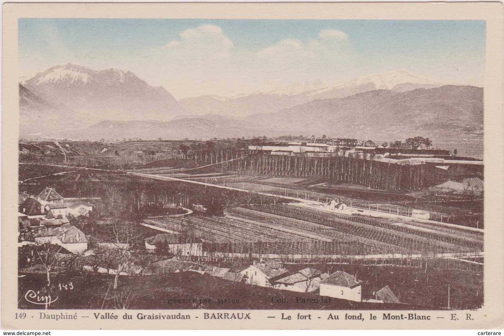 Cpa,barraux,vallée Du Grésivaudan,vers Grenoble,le Fort,et Au Fond ,le Mont Blanc,trés Rare,isère,38 - Barraux