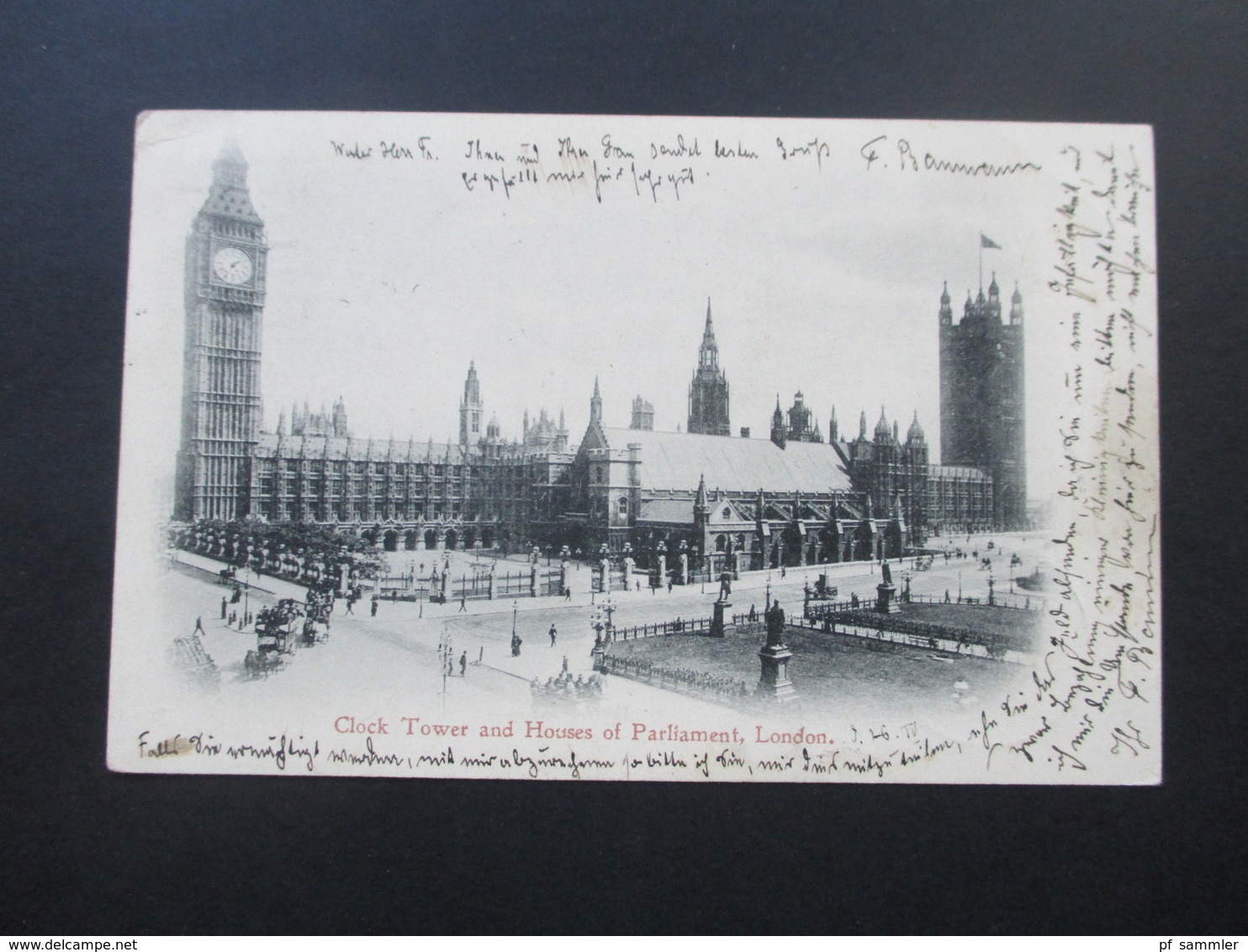 AK England 1904 Clock Tower And Houses Of Parliament, London. Nach Dresden Laubegast Gesendet - Houses Of Parliament