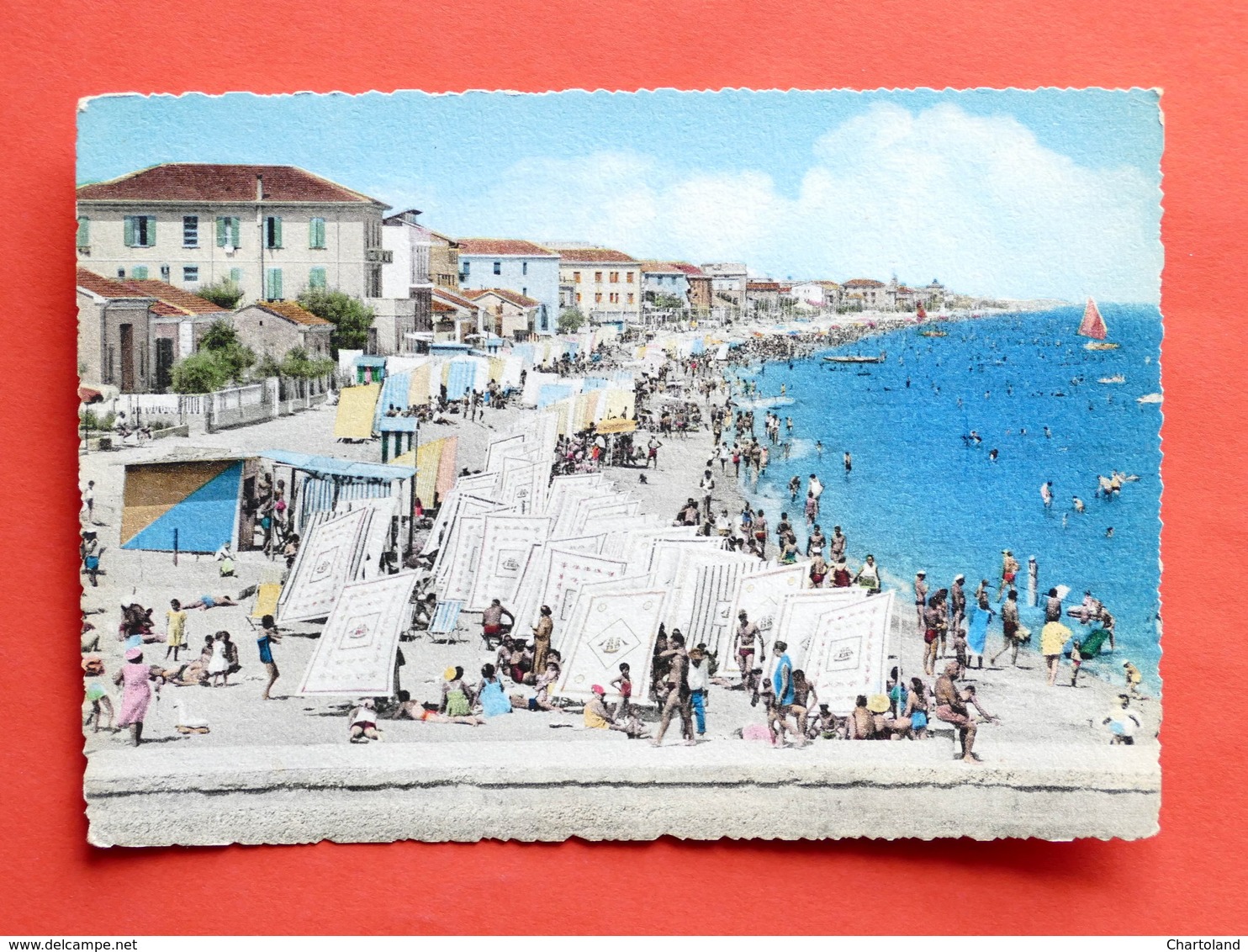 Cartolina Bellaria - Spiaggia - Ora Del Bagno - 1955 Ca. - Rimini