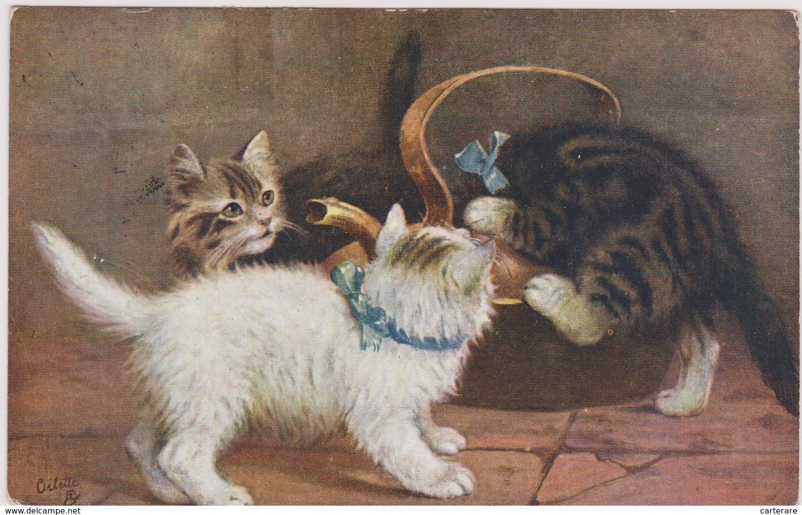 Cpa,les Chats Par Oilette,animals Joueurs,imprimé En Angleterre,en 1921 - Chats