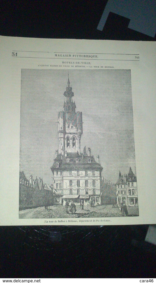 Affiche (gravure) - Ancienne Maison De Ville De BETHUNE - La Tour Du Beffroi - Manifesti