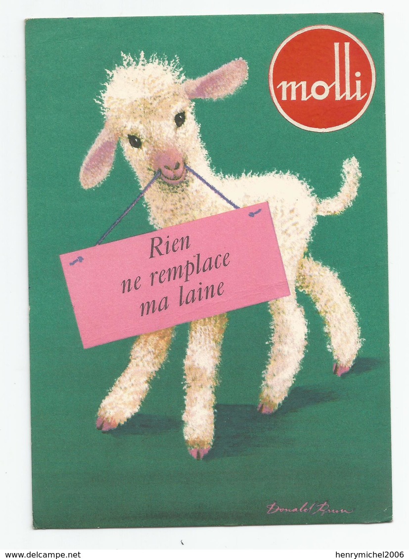 Pub Publicité Molli Rien Ne Remplace Ma Laine Agneau Illustrée Par Donald.. - Pubblicitari