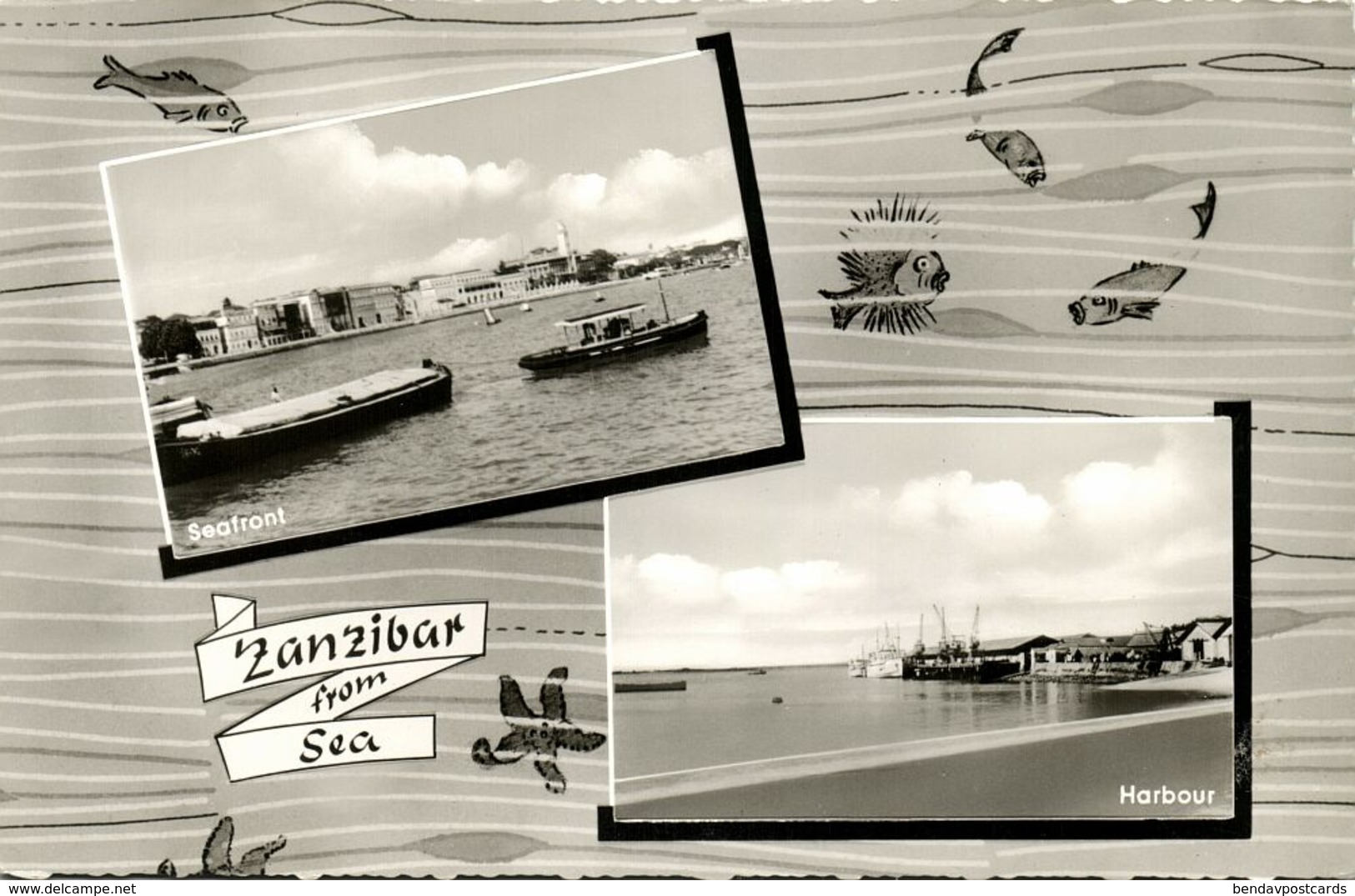 Tanzania, ZANZIBAR, Seafront, Harbour (1950s) RPPC - Tanzania