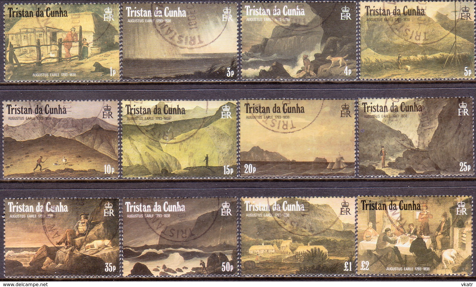 TRISTAN DA CUNHA 1988 SG #461-72 Compl.set Used Augustus Earle's Paintings - Tristan Da Cunha