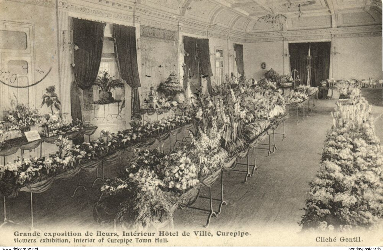 Mauritius Maurice, CUREPIPE, Town Hall, Flower Exhibition (1909) Postcard - Mauritius