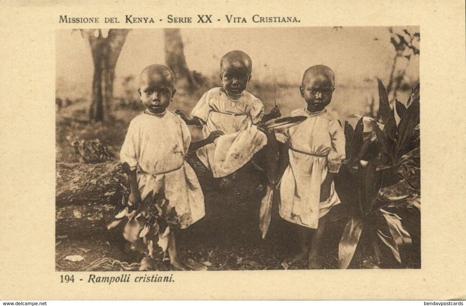 Kenya, Rampolli Cristiani, Young Christians (1920s) Italian Mission Postcard - Kenia