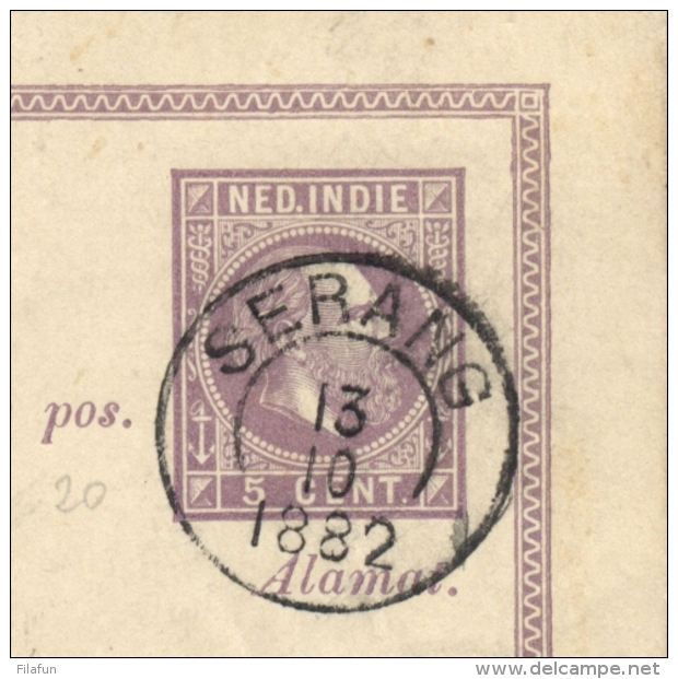 Nederlands Indië - 1882 - 5c Willem III, Briefkaart G1, Van KR SERANG Naar Batavia - Nederlands-Indië