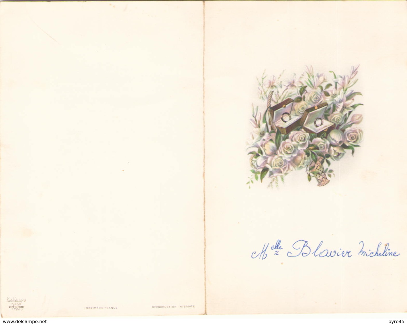 Menu De Mariage Du 27 Janvier 1958 - Menus