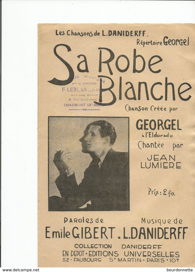 Partition  SA ROBE BLANCHE -GEORGEL- - Partitions Musicales Anciennes