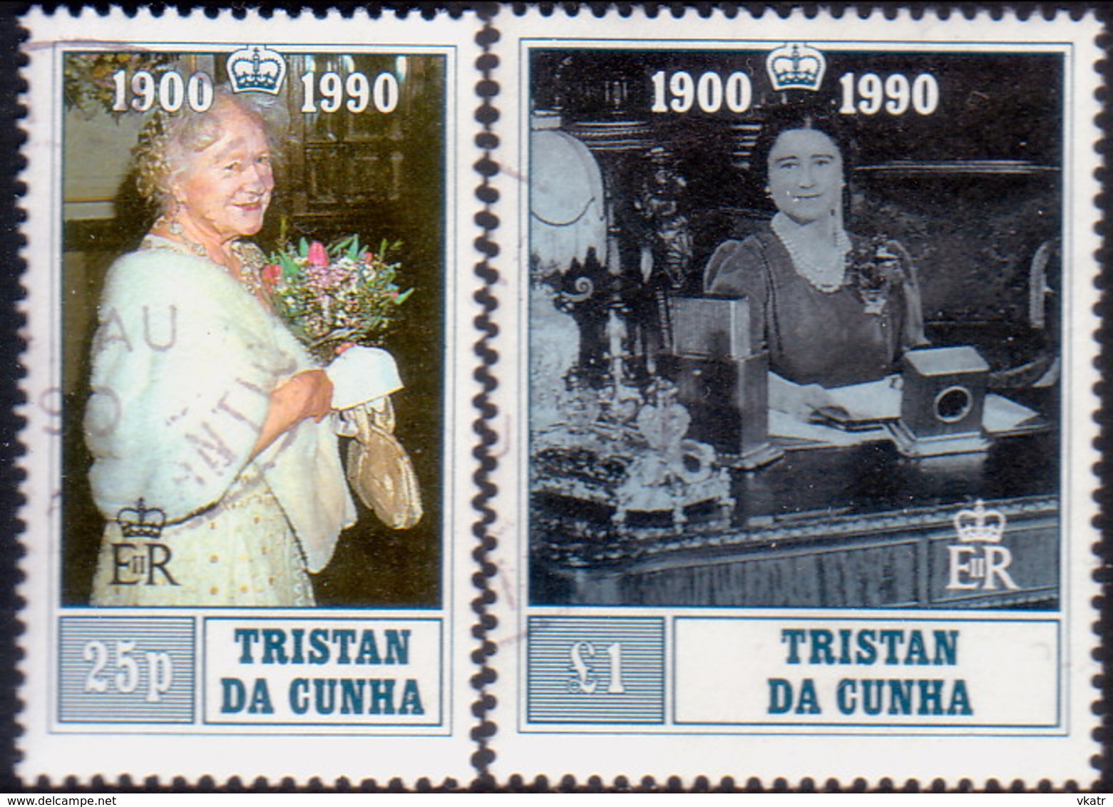 TRISTAN DA CUNHA 1990 SG #498-99 Compl.set Used 90th Birthday Of Queen Elizabeth The Queen Mother - Tristan Da Cunha