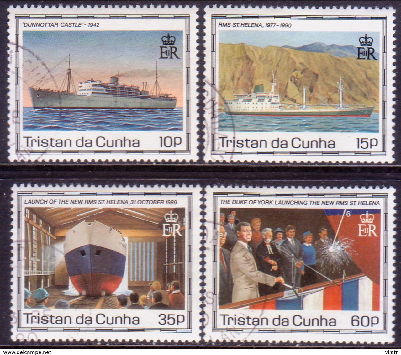 TRISTAN DA CUNHA 1990 SG #500-04 Compl.set+m/s Used Maiden Voyage Of St.Helena II - Tristan Da Cunha