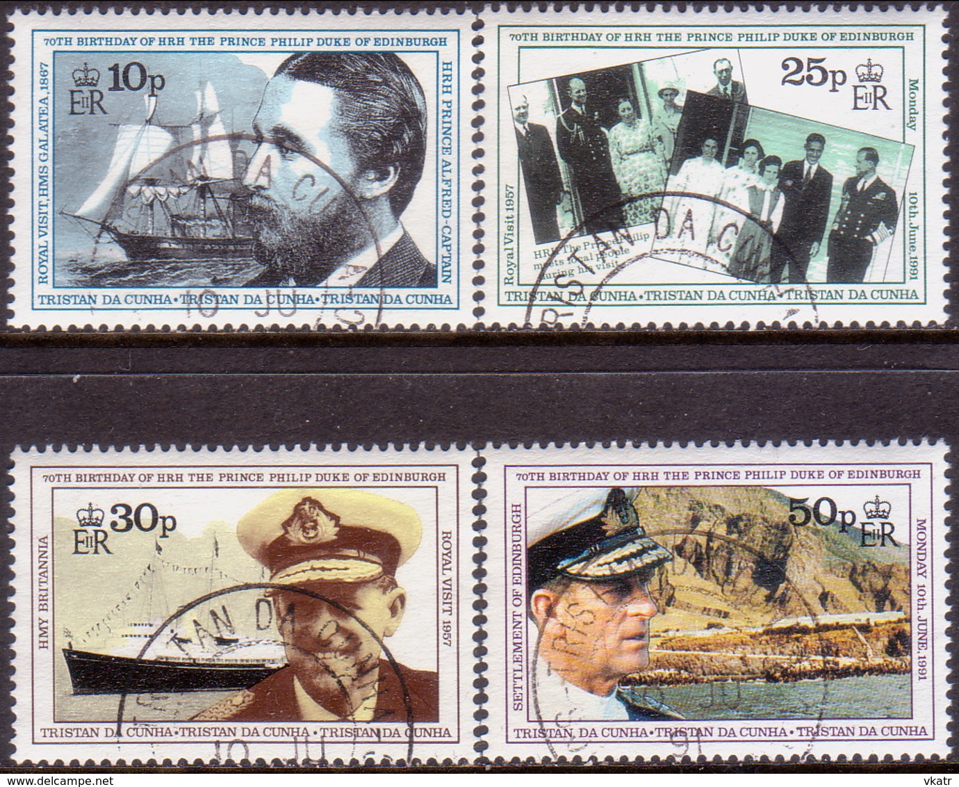 TRISTAN DA CUNHA 1991 SG #514-17 Compl.set Used 70th Birthday Of Prince Philip - Tristan Da Cunha