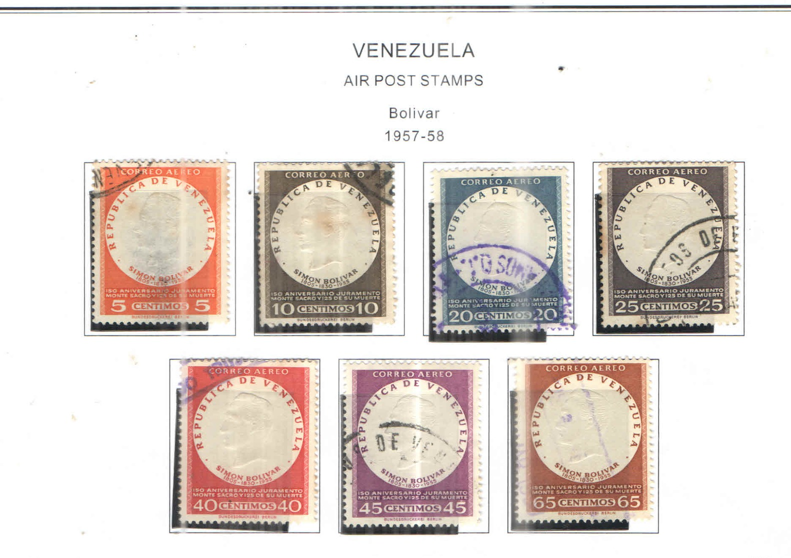 Venezuela PA 1957/58 Bolivar   .Scott.C636/642 +See Scans On Scott.Page - Venezuela