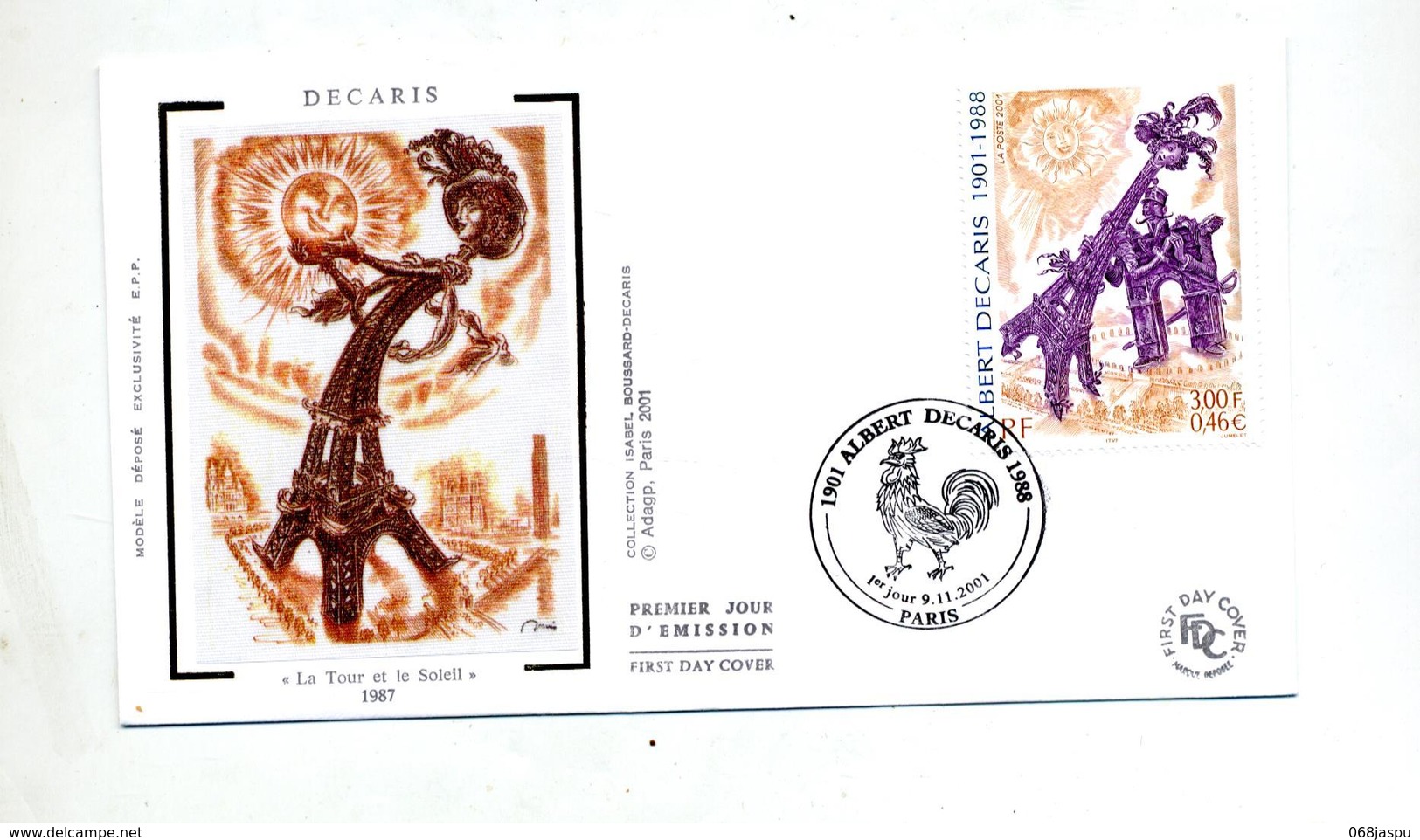 Lettre Fdc 2001 Paris Decaris - 2000-2009