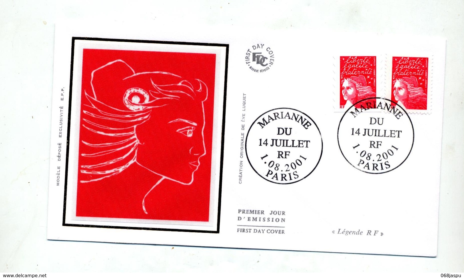 Lettre Fdc 2001 Paris Marianne - 2000-2009