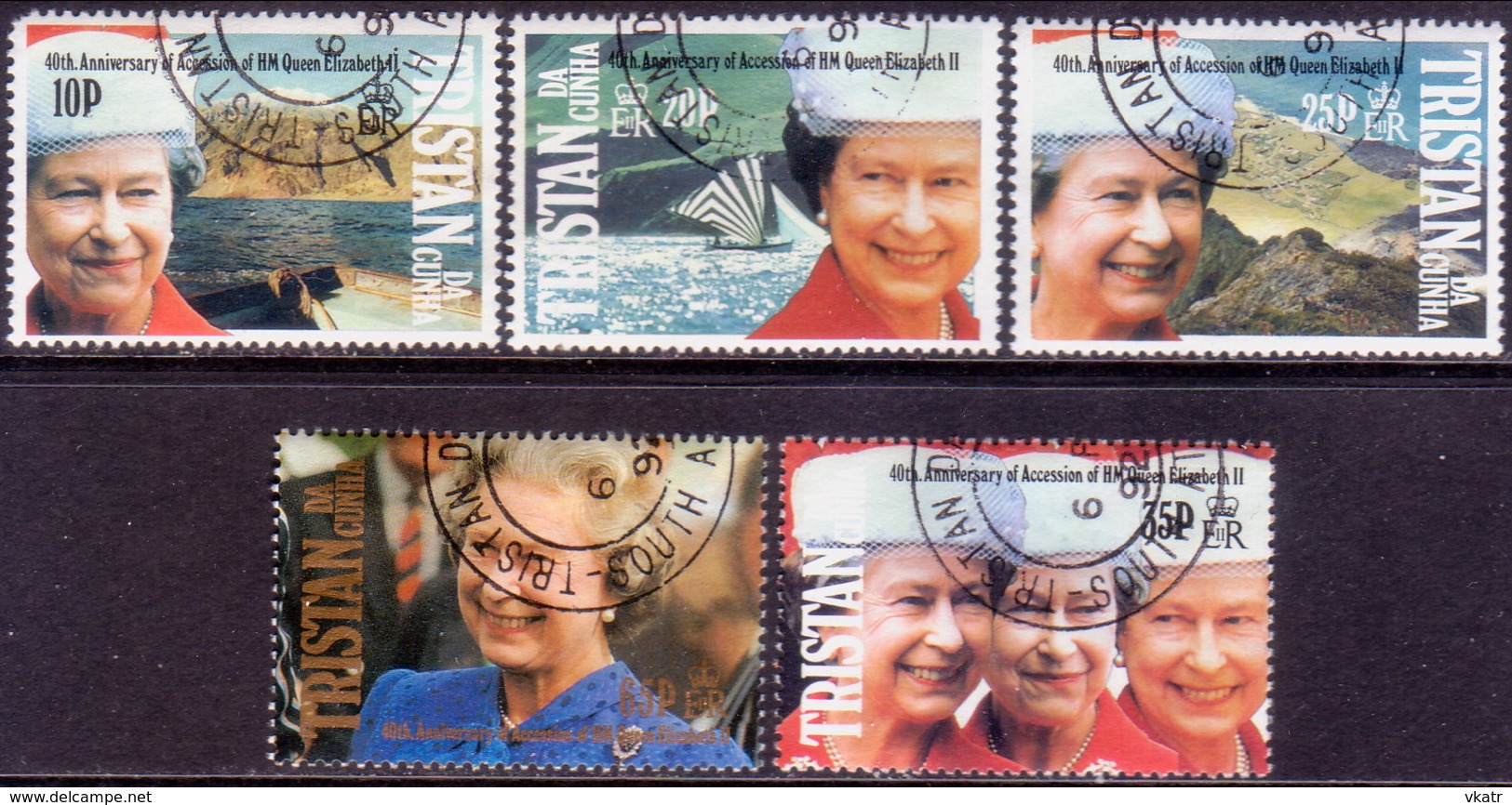 TRISTAN DA CUNHA 1992 SG #526-30 Compl.set Used 40th Anniv Of Queen Elizabeth II - Tristan Da Cunha