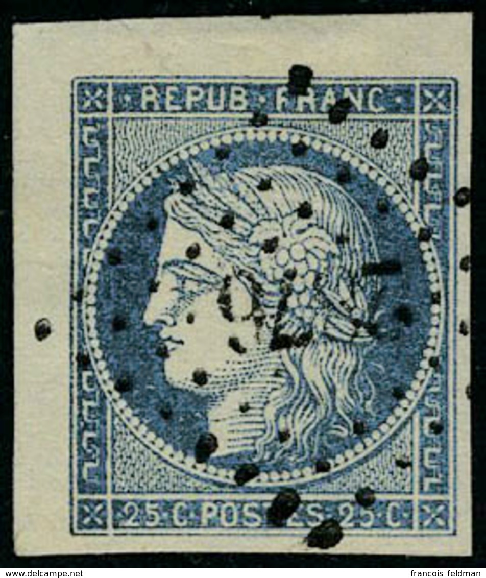 Oblitéré N° 4, 25c Bleu Cdf + 2 Belles Marges Obl Légère Los PC 2876, Luxe, Petite Fente Dans Le Bdf Coin Du Filet - Other & Unclassified