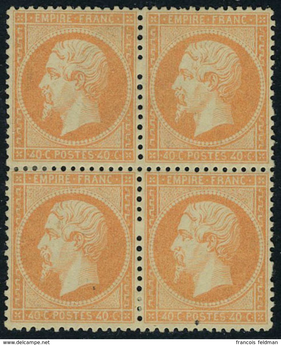 Neuf Avec Charnière N° 23, 40c Orange, Bloc De 4, Excellent Centrage, Très Frais, Rare, Signé - Sonstige & Ohne Zuordnung