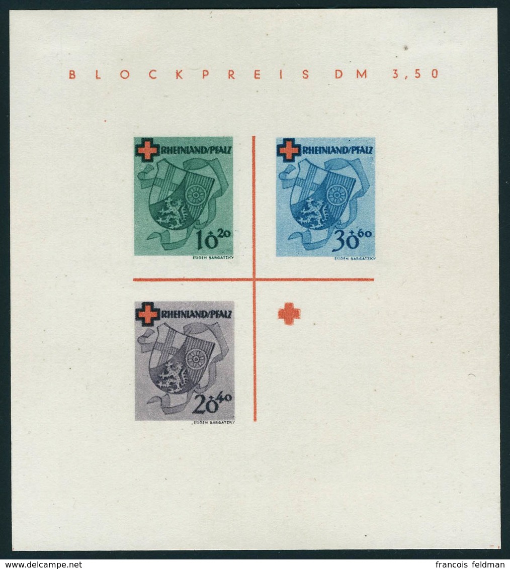 Neuf Sans Gomme N° 1, Bloc Croix Rouge, Variété Sans Impression Du 40 + 80, T.B. RRR, Superbe, émis NSG. Maury - Altri & Non Classificati