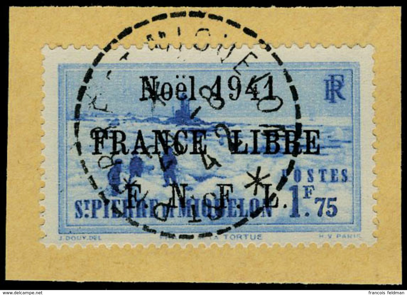 Fragment N° 212/31, La Série France Libre Noel 1941, Surcharge Noire, Obl Centrale 29.8.42, Superbe - Autres & Non Classés