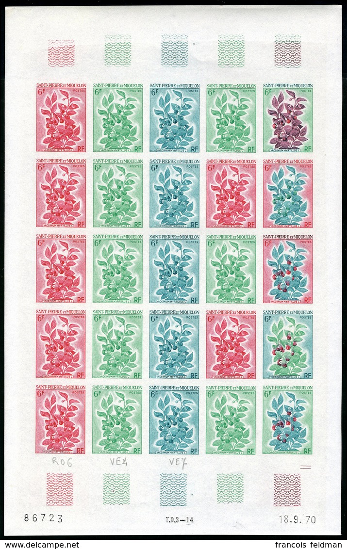 Neuf Sans Charnière N° 401/4, Série Fleurs, Feuilles De 25 ND, Essai De Couleur TB Maury 410.13 - Autres & Non Classés