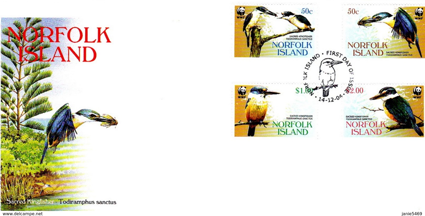 Norfolk Island 2004 WWF Kingfisher FDC - Norfolk Island