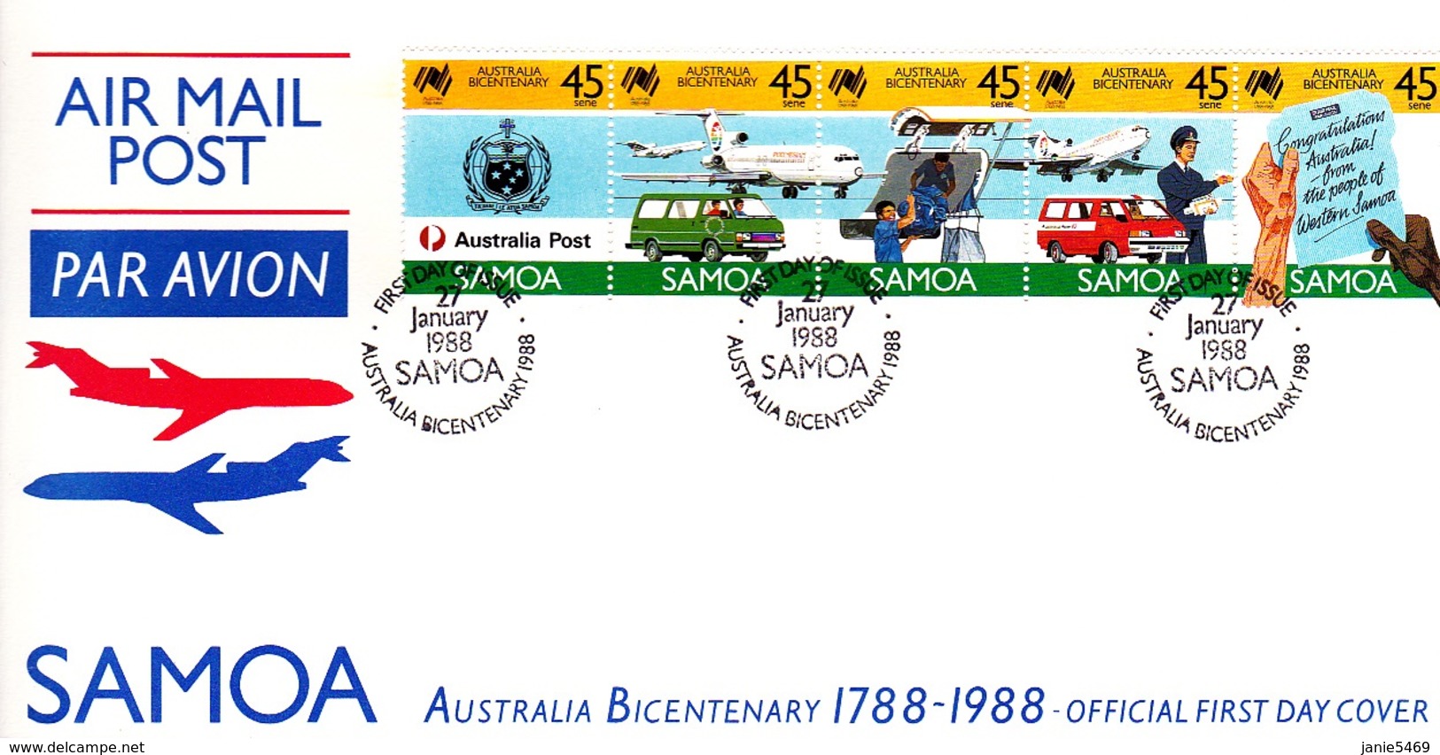 Samoa 1988 Australia Bicentenary FDC - Samoa
