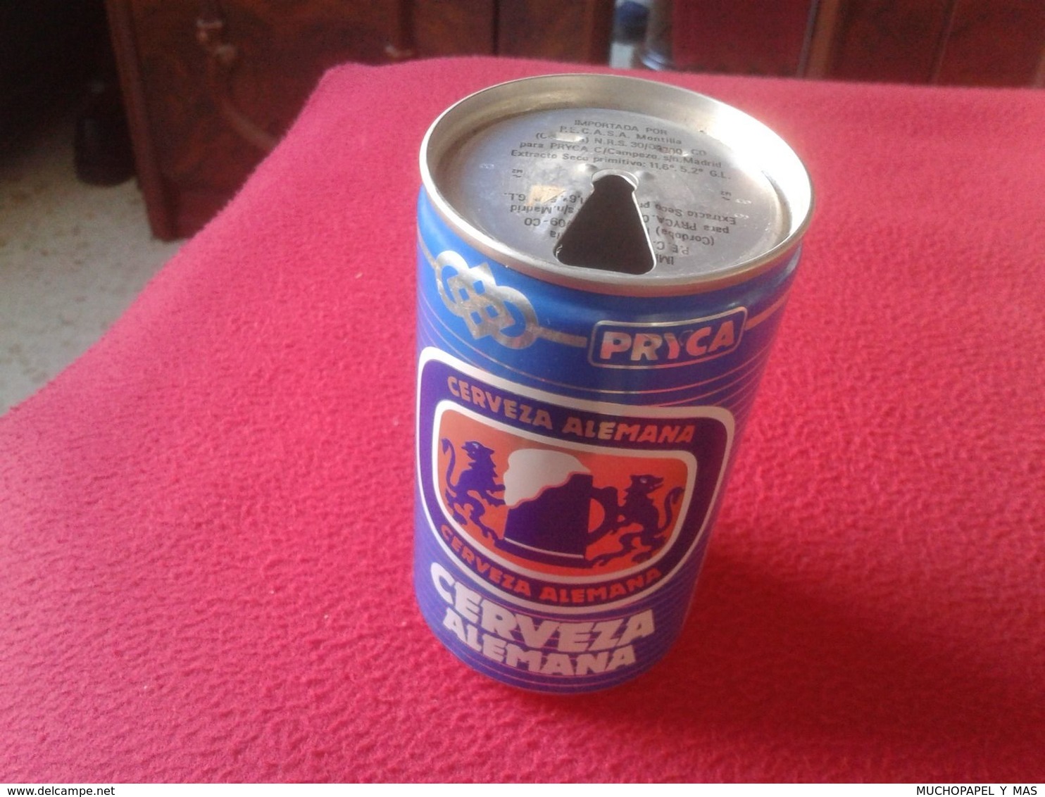 ESCASA ANTIGUA LATA DE CERVEZA AÑO 1989 VACÍA PRYCA CERVEZA ALEMANA BEER AÑOS 80 VER FOTO/S Y DESCRIPCIÓN. IDEAL COLECCI - Latas