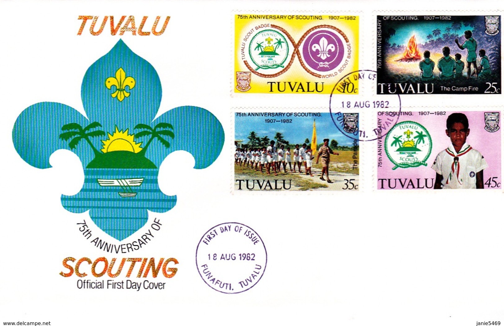 Tuvalu 1982 75th Anniversary Of Scouting FDC - Tuvalu