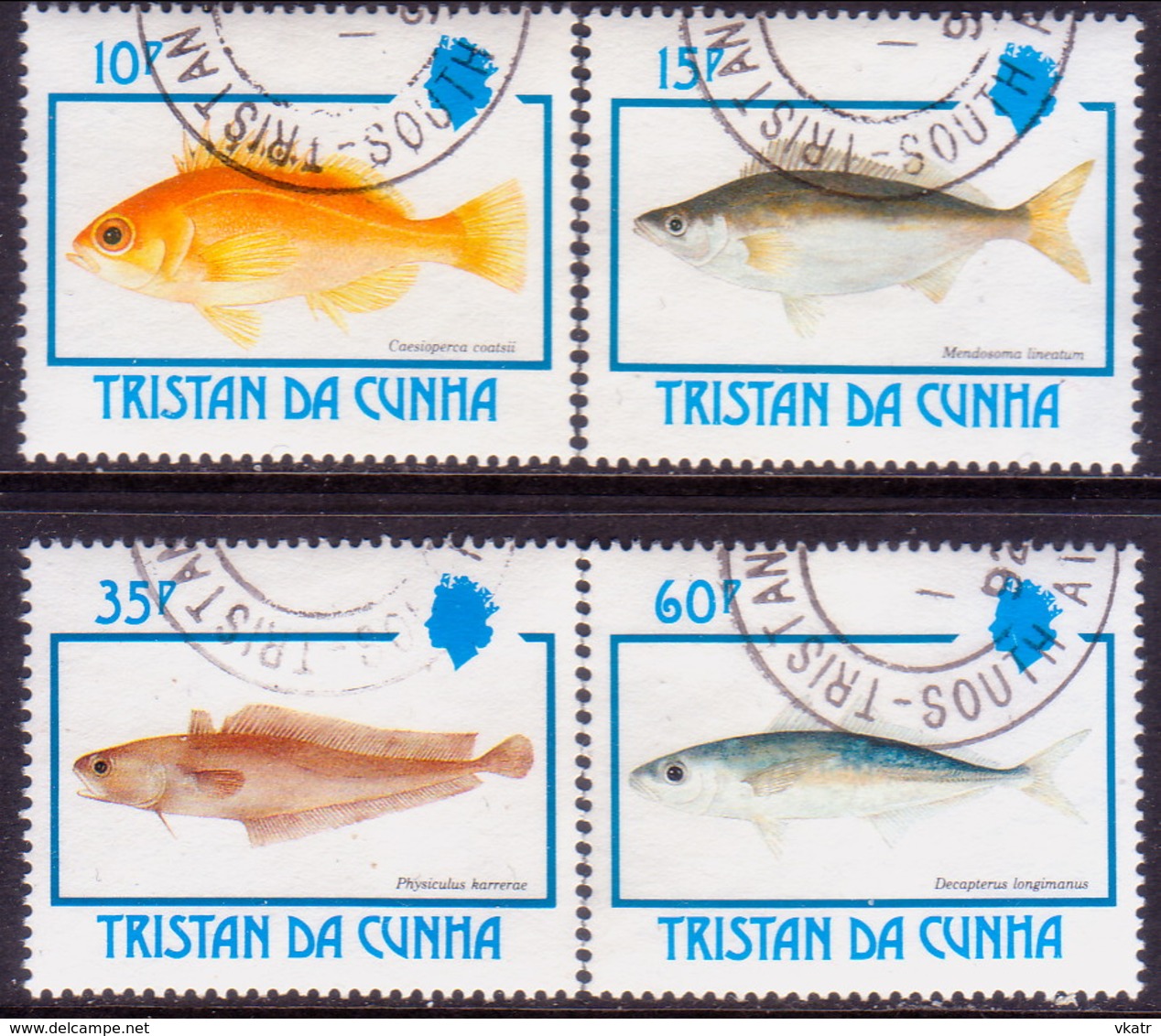 TRISTAN DA CUNHA 1992 SG #531-34 Compl.set Used Fishes - Tristan Da Cunha