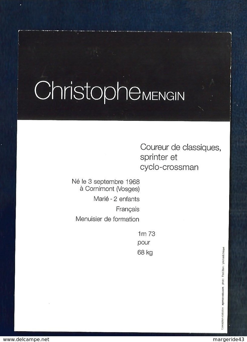 CYCLISME CHRISTOPHE MENGIN - EQUIPE FRANCAISE DES JEUX - Radsport