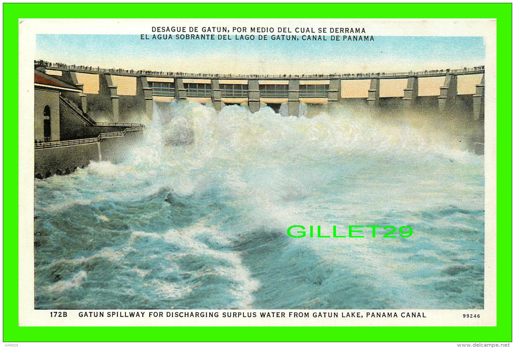 PANAMA - GATUN SPILLWAY FOR DISCHARGING SURPLUS WATER FROM GATUN LAKE, PANAMA CANAL - I. L. MADURO JR - - Panama