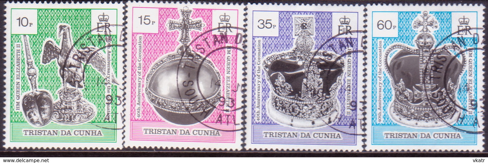 TRISTAN DA CUNHA 1993 SG #542-545 Compl.set Used 40th Anniv Of Coronation - Tristan Da Cunha