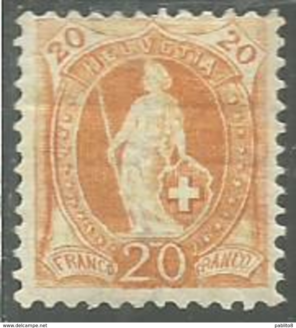 SWITZERLAND SUISSE SCHWEIZ SVIZZERA 1882 1904 HELVETIA CENT. 20c PERF. 11 1/2 X 11 3/4 DENT. MNH - Unused Stamps