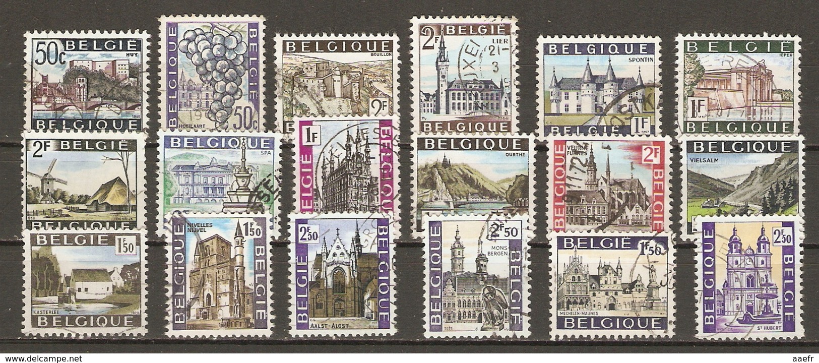Belgique - 1965/71 - Pour Le Tourisme - Série Complète De 18° - Huy - Hoeilaart -Bouillon - Lier - Spontin - Ieper - Spa - Oblitérés